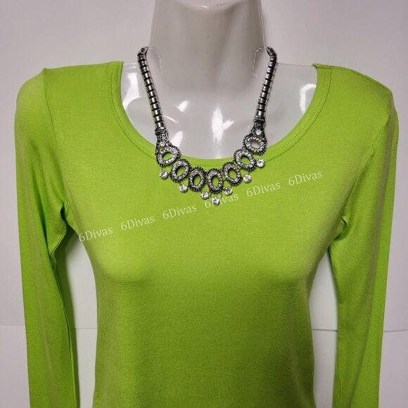 Green Long Sleeve Blouse Top Small or Petite Sizes - Picture 2 of 4